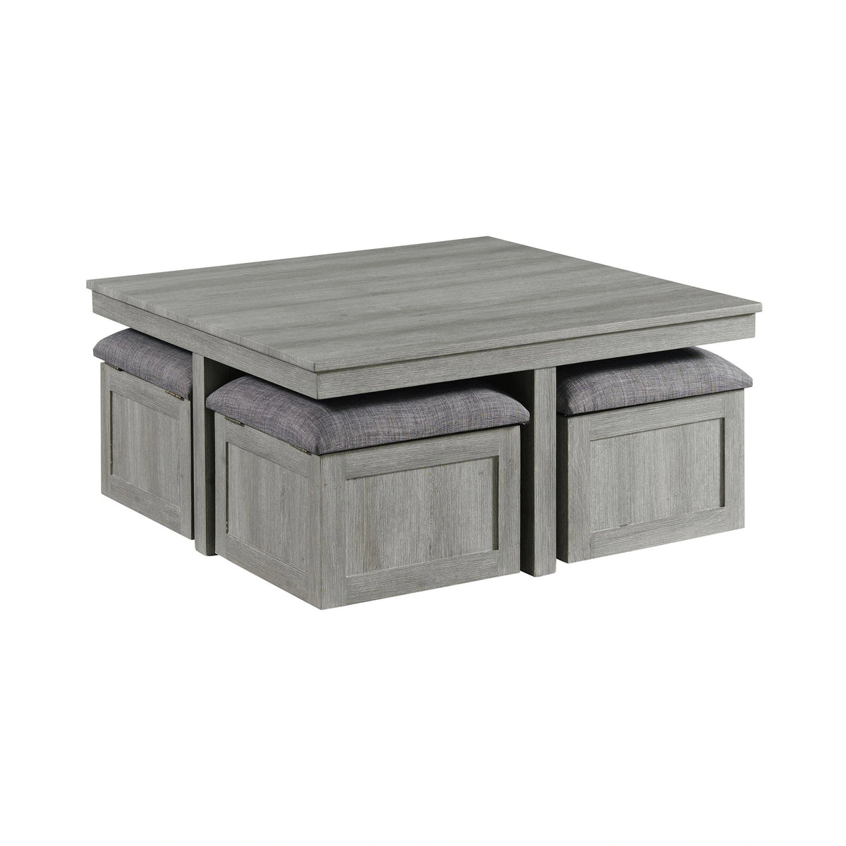Uster Coffee Table W/Four storage Stools Grey