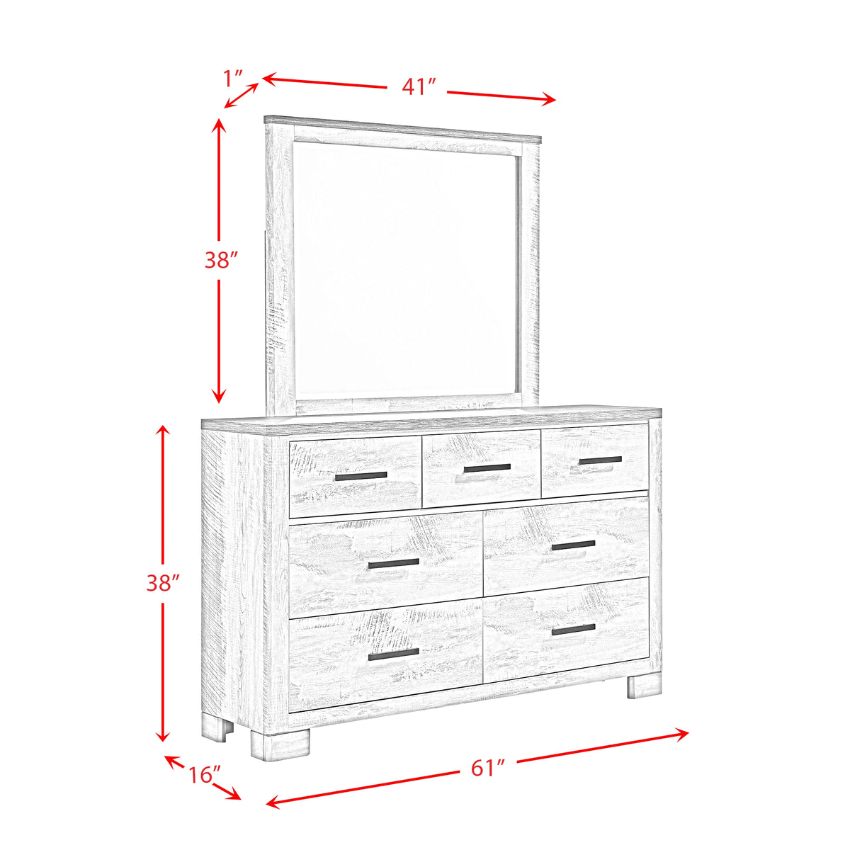 Millers Cove 7-Drawer Dresser with Mirror