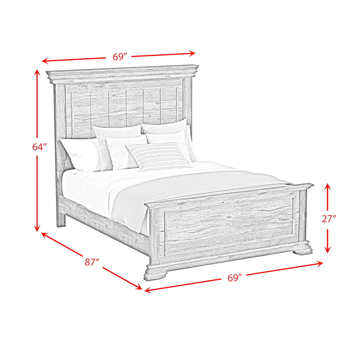Park Ridge Bedroom Set with 2 Nightstands in Charcoal