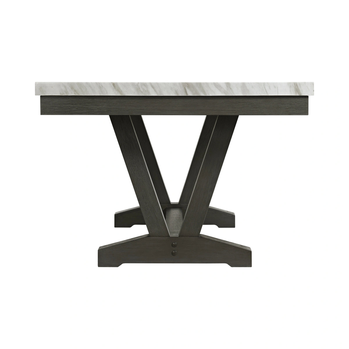 Everdeen Dining Table w/ White Faux Marble Top in Charcoal