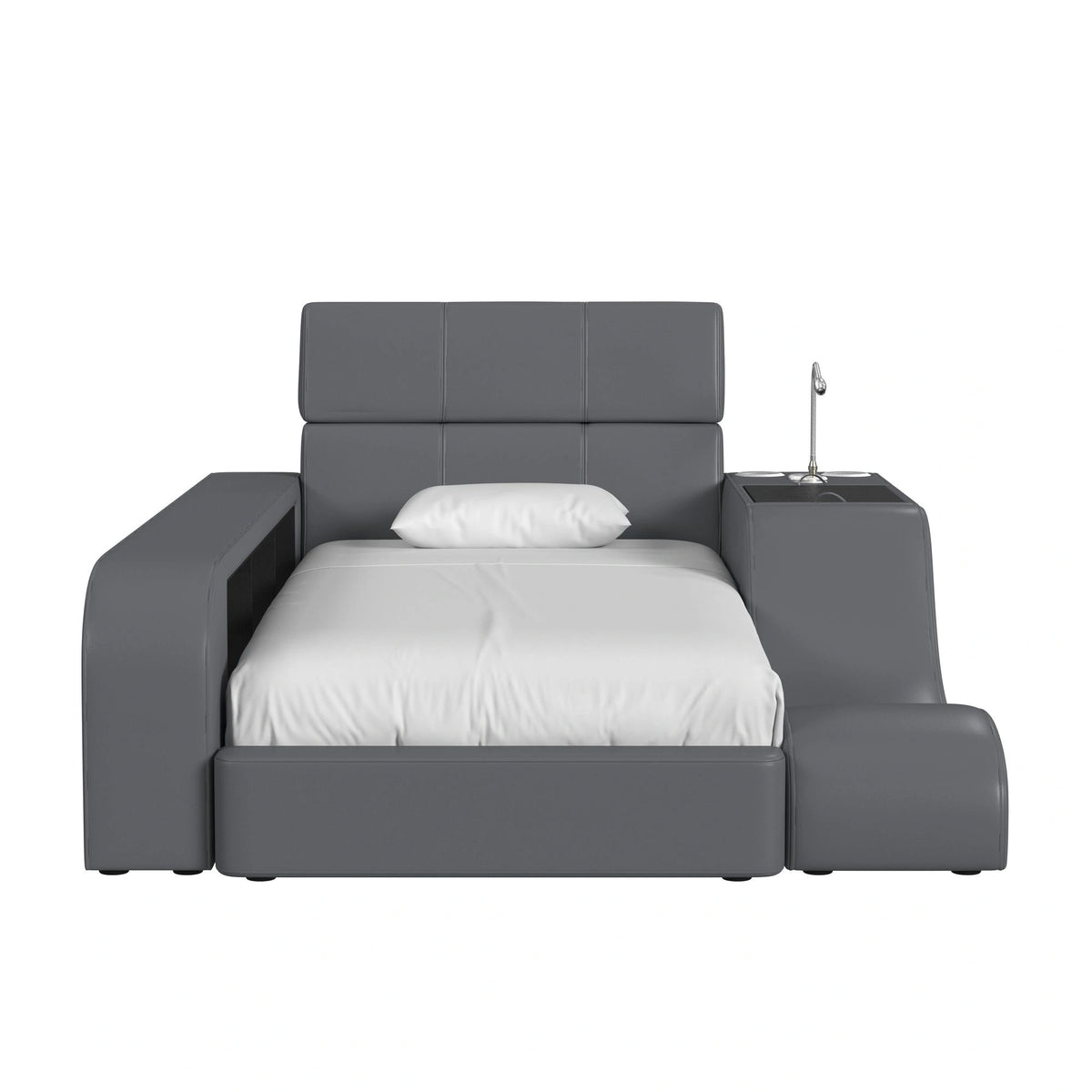 Valari Transformer Bed with Electronic Features in Grey PU