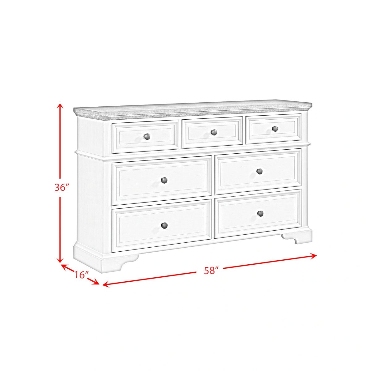 Eastwood Youth 7-Drawer Dresser in Brown and Off-White
