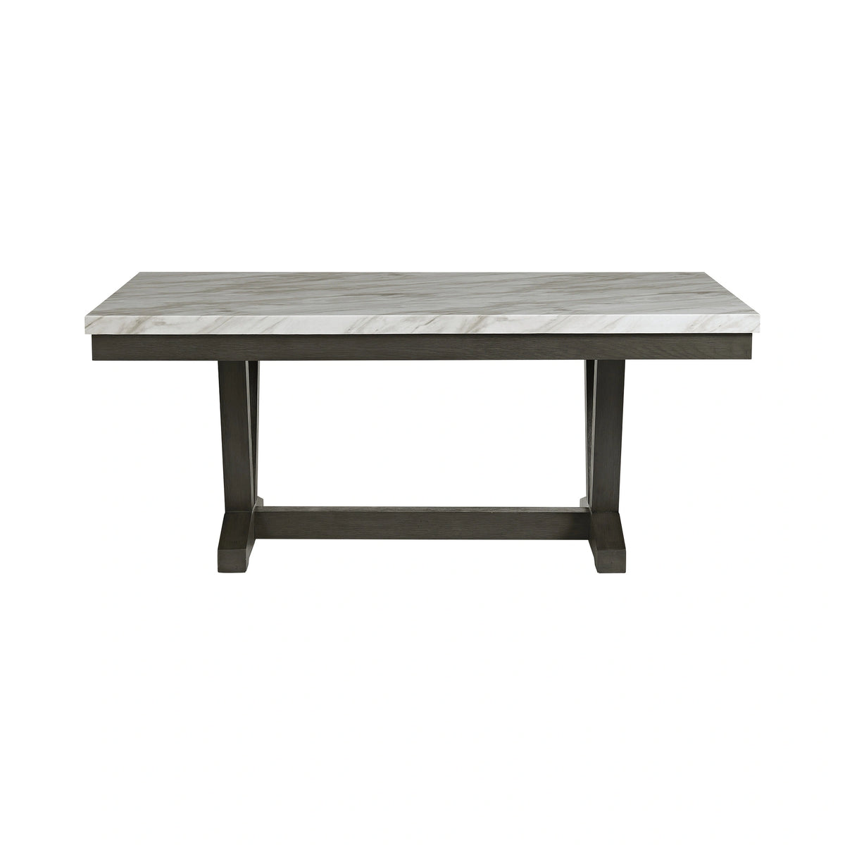 Everdeen Dining Table w/ White Faux Marble Top in Charcoal