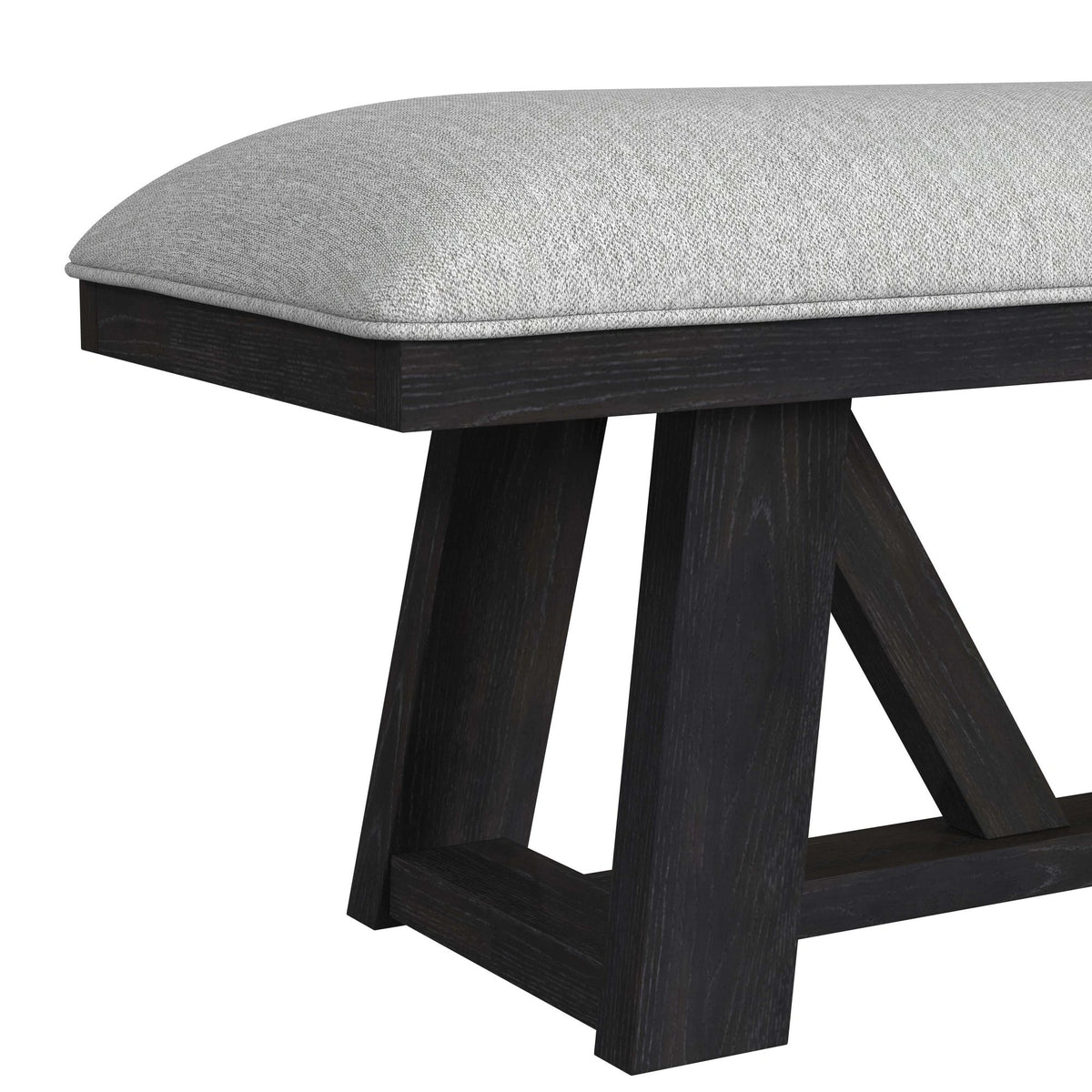 Transcend Bench with Light Grey Fabric in Charcoal