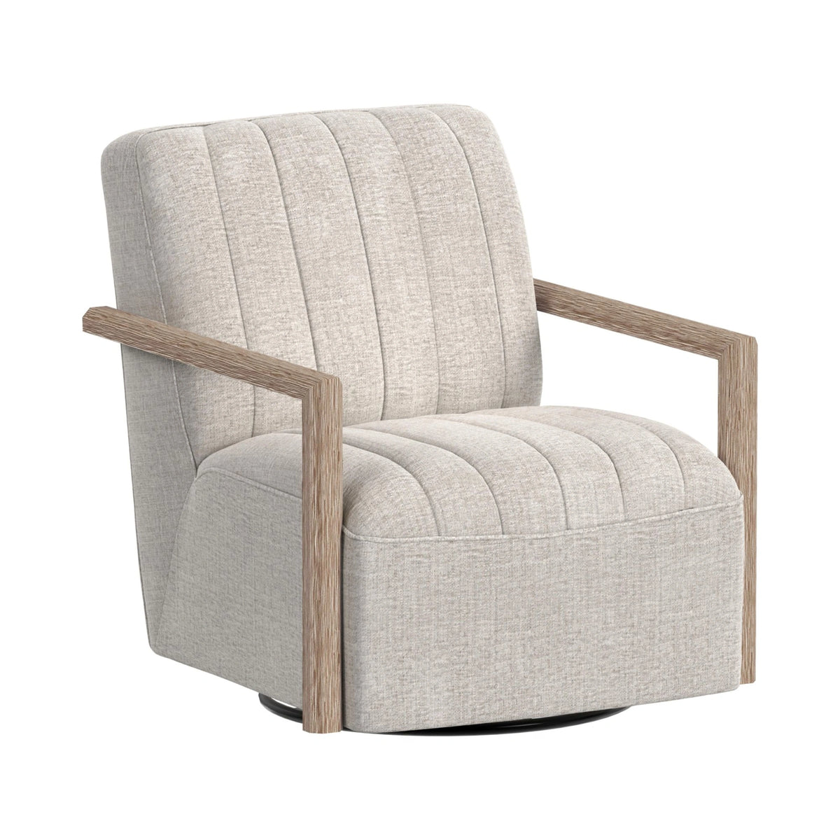 Blaze Swivel Chair in Laurence Cream with Natural Arm
