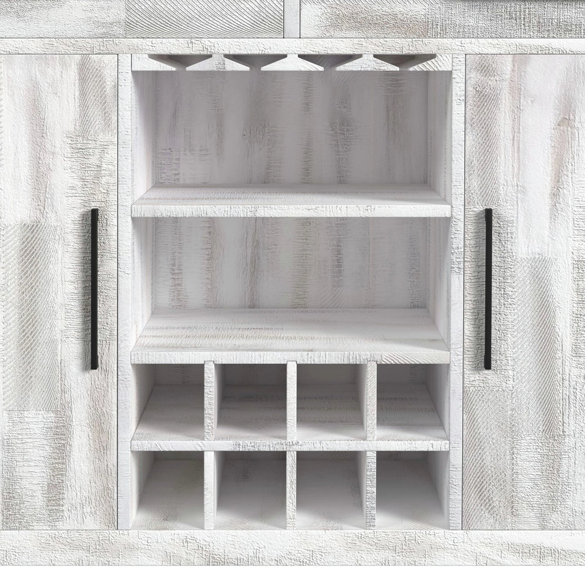 Rogen Rustic Bar Table with Ice Tray, USB and Power in Rustic White