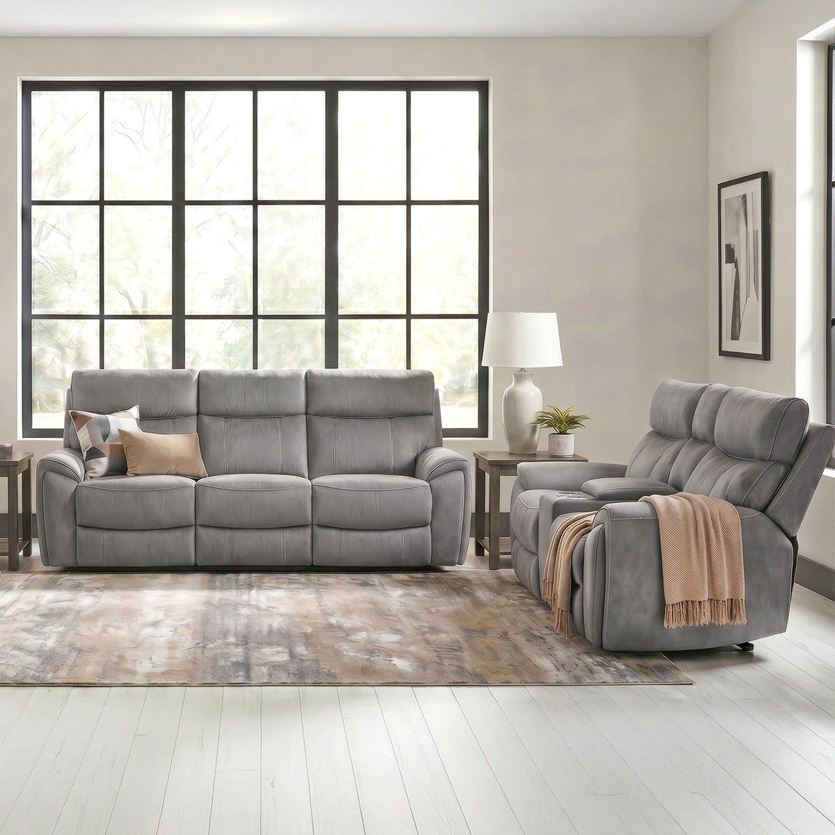Jackpot P1 Living Room Set in Explore Light Grey