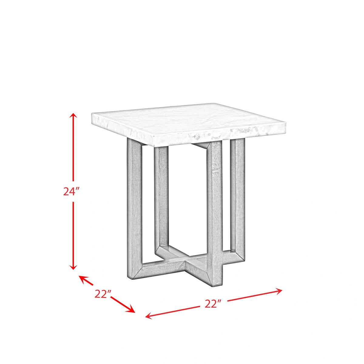 Morris End Table in Espresso W/White Marble Top (3A Packing)