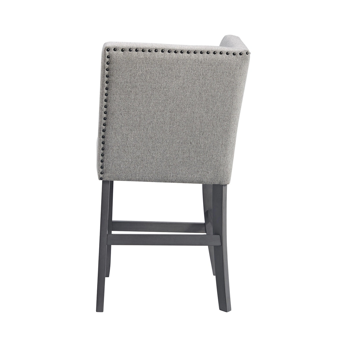 Seneca Counter Corner Bench with Upholstered Back and Grey Fabric