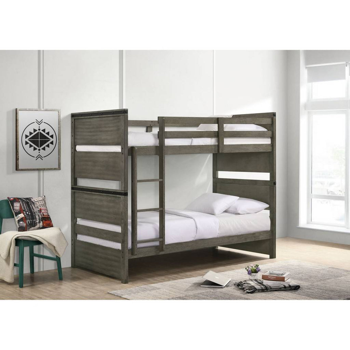 Wade Twin over Full Bunk Bed in Gray - Jack’s Furniture and More (Laredo, TX)