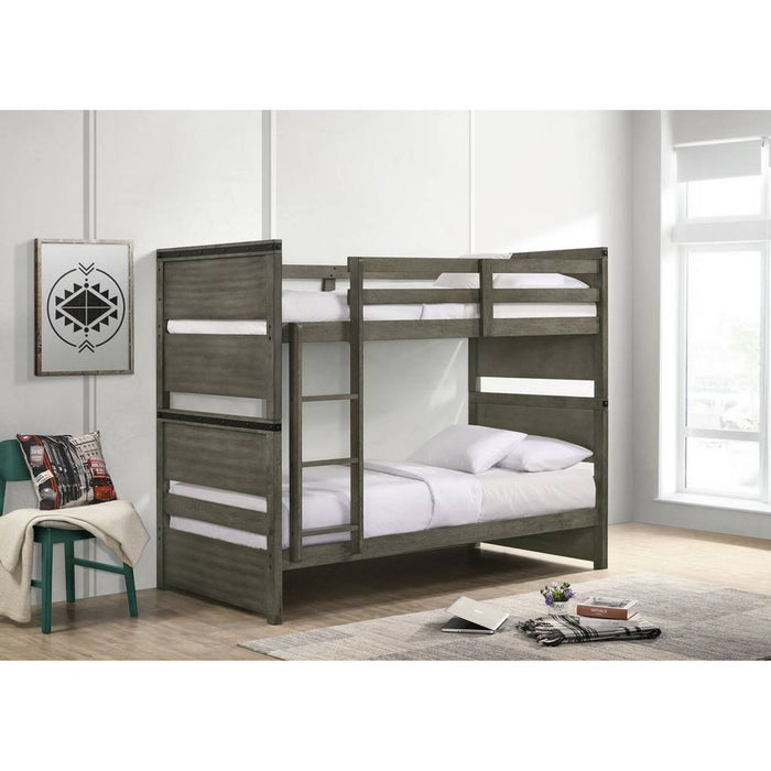 Wade Twin over Twin Bunk Bed in Gray - Jack’s Furniture and More (Laredo, TX)