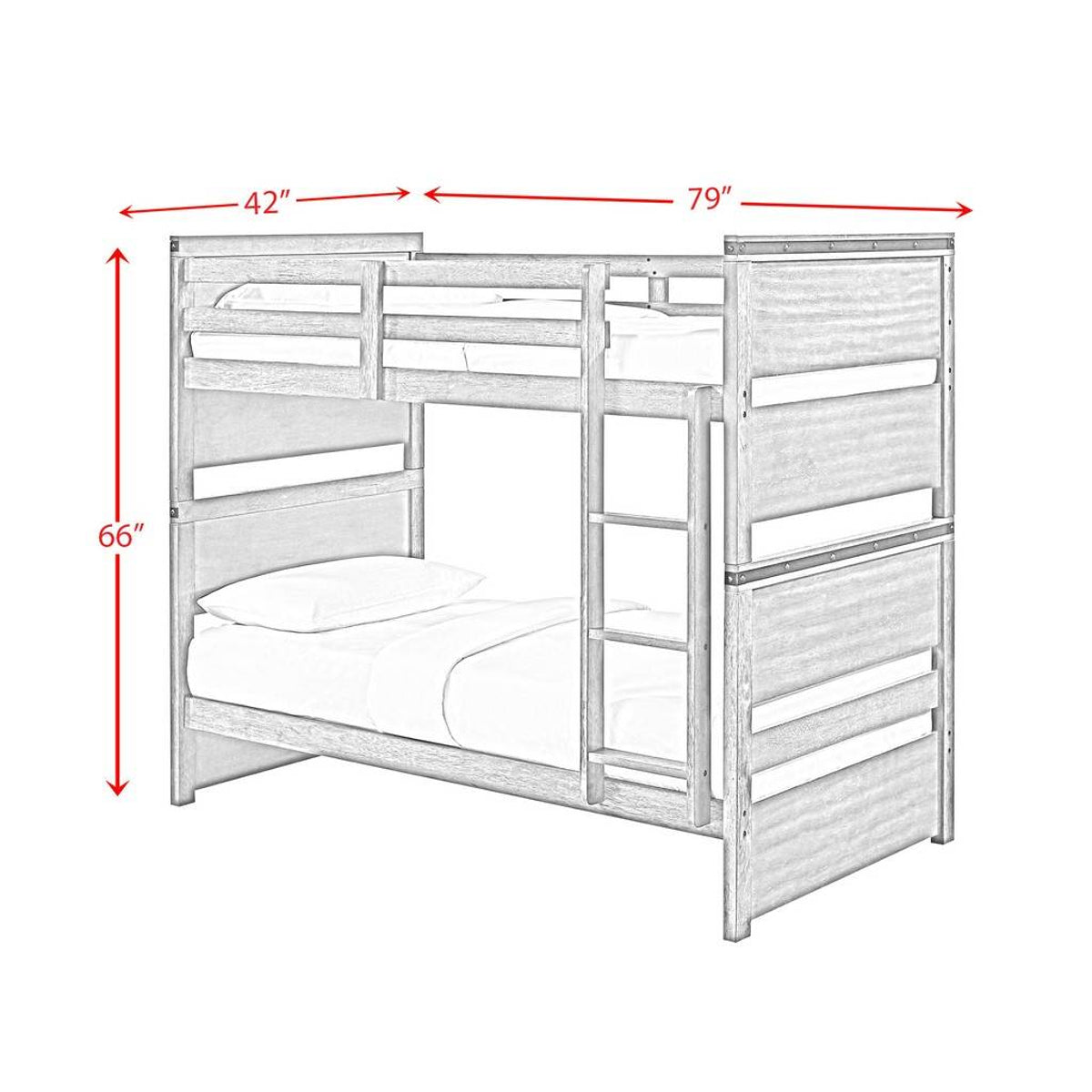 Wade Twin over Twin Bunk Bed in Gray - Jack’s Furniture and More (Laredo, TX)