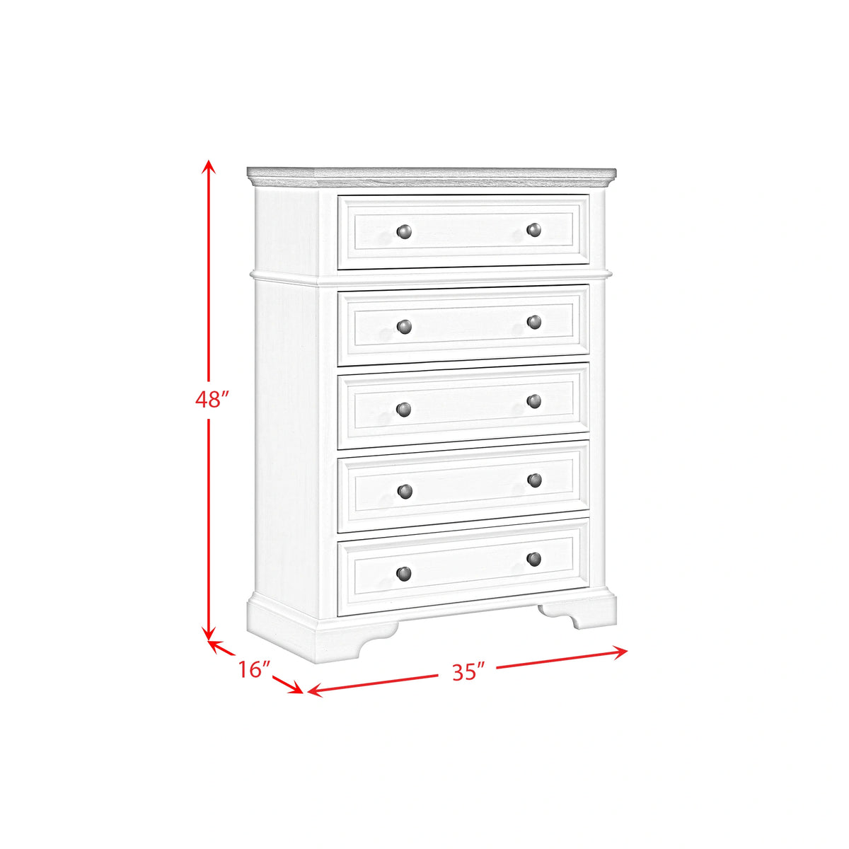 Eastwood Youth 5-Drawer Chest in Brown and Off-White