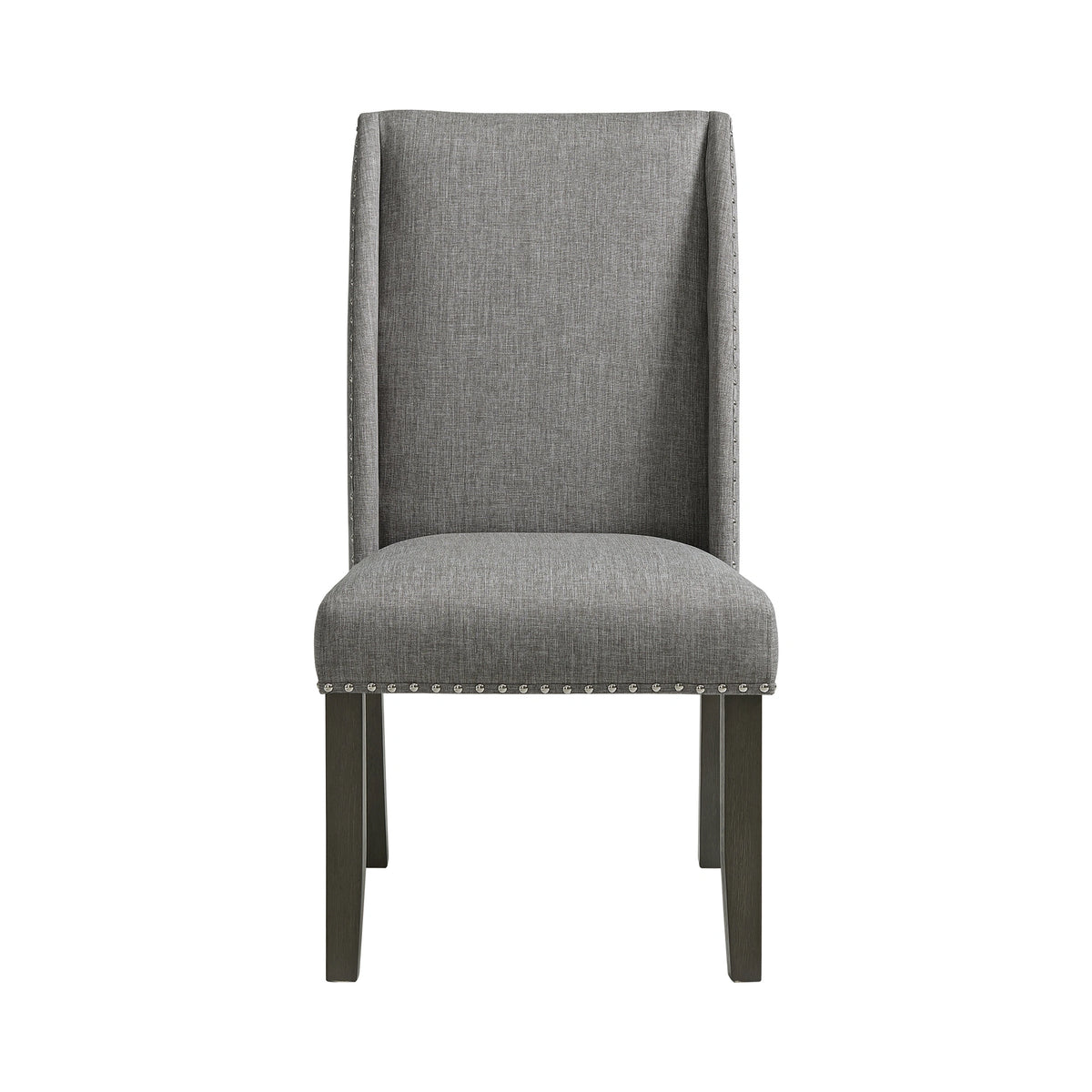 Everdeen Side Chair w/ Grey Fabric and Nail Heads in Charcoal (2 Per Carton)