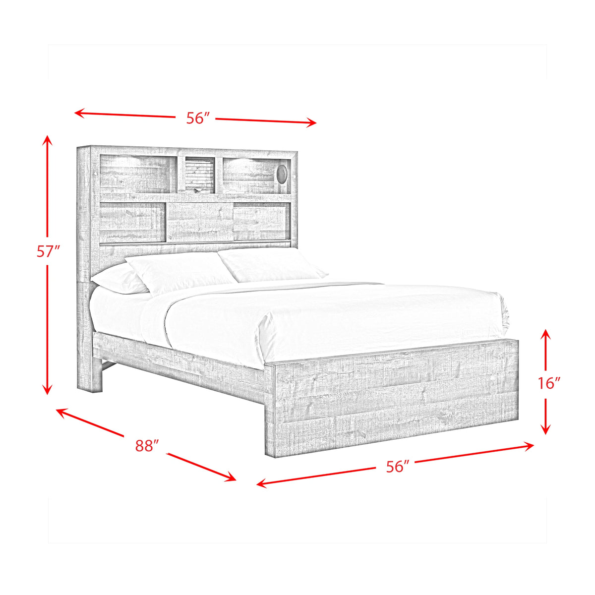 Bailey Bookcase Panel Bedroom Set with 2 Nightstands