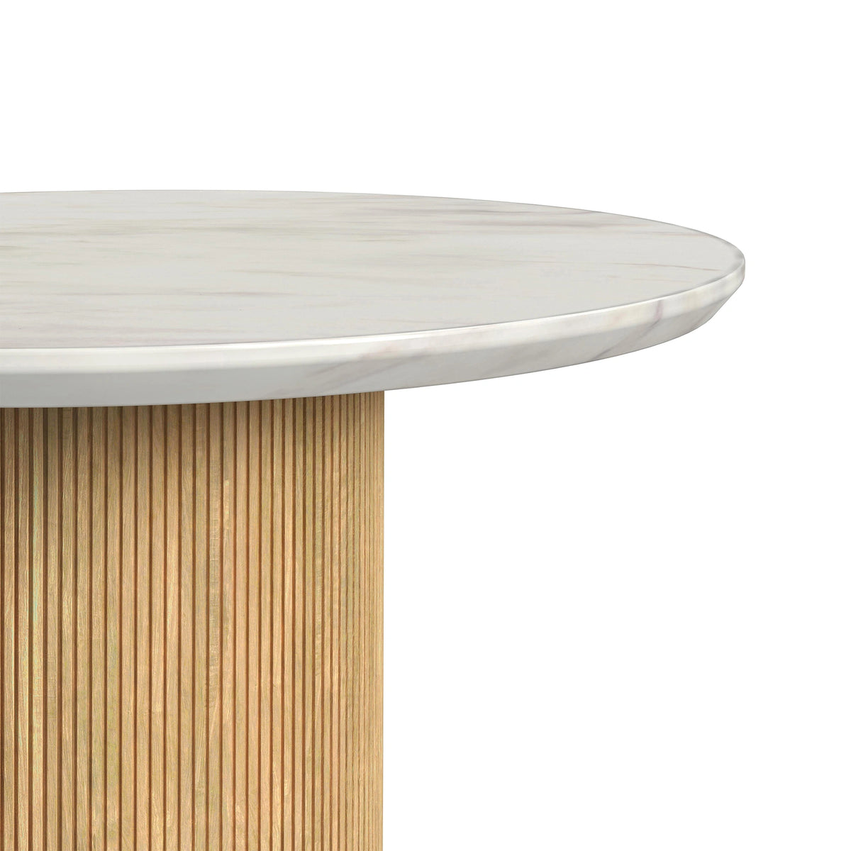 Sylvie Round End Table with White Faux Marble Top and Base