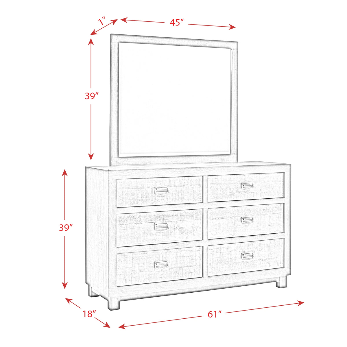 Harlington 6-Drawer Dresser w/ Mirror Set