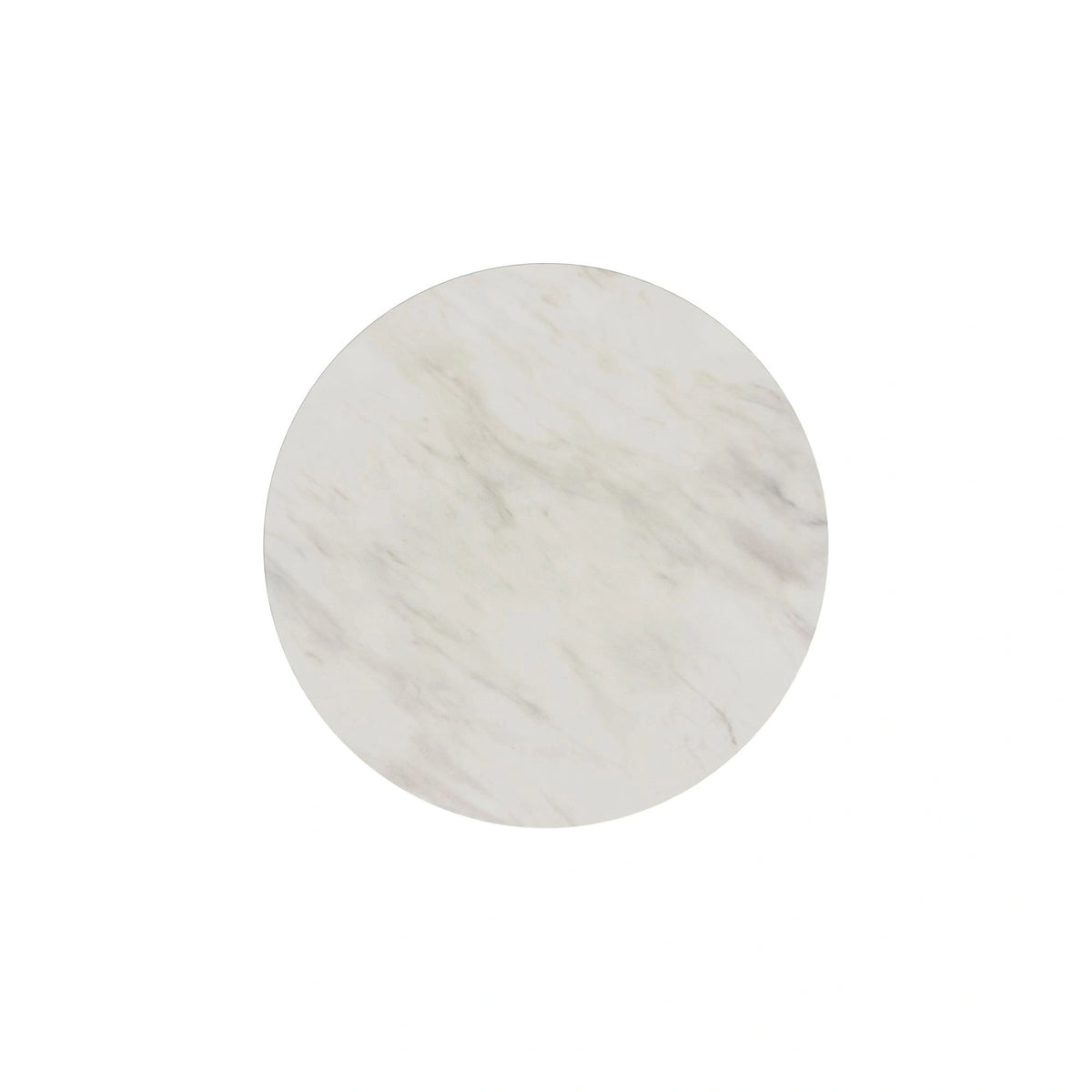 Sylvie Round End Table with White Faux Marble Top and Base