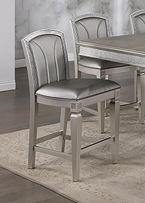 Crown Mark Furniture Klina Counter Height Chair in Silver (Set of 2) image