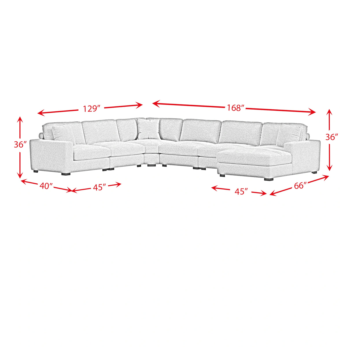 Arizona Modular Sectional Set with RHF Chaise in Steno Beige