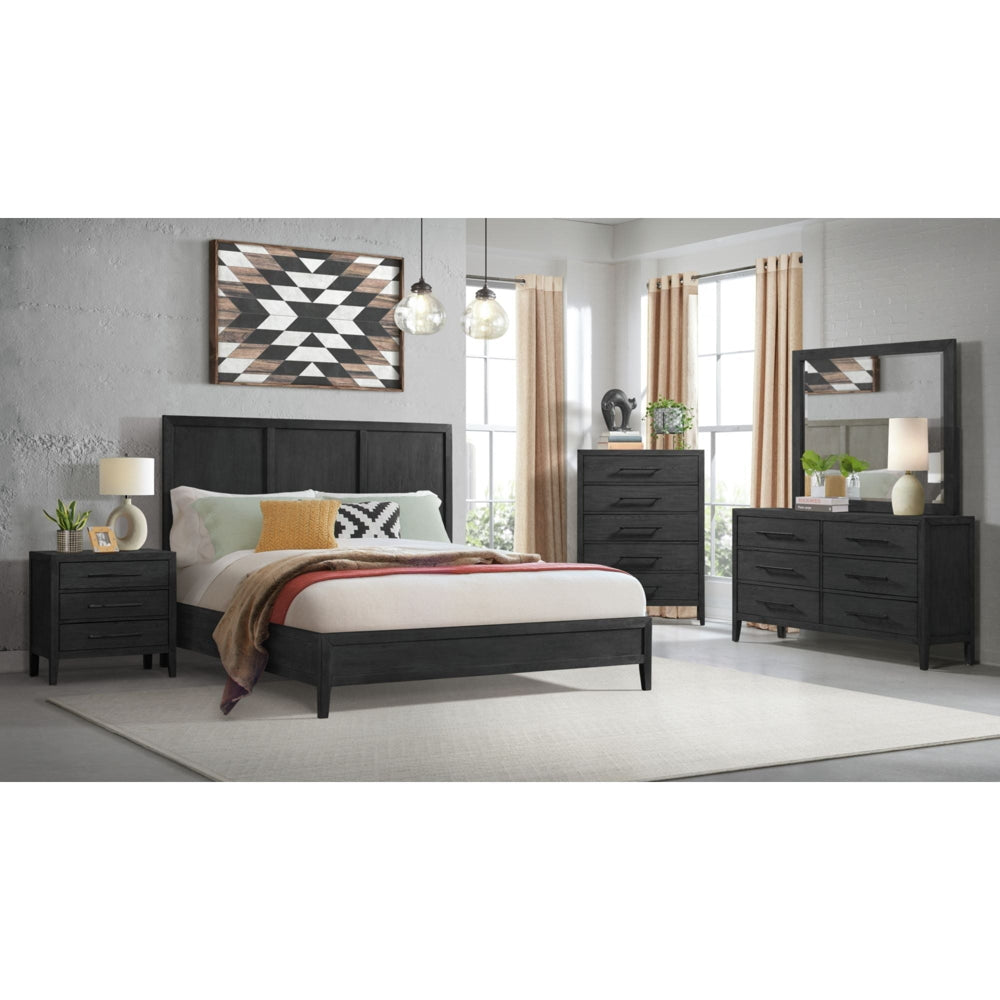 Versailles Queen Wooden Panel Bed with Low Footboard in Black - Jack’s Furniture and More (Laredo, TX)