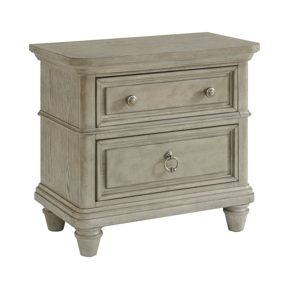 Whit-Ash 2-Drawer Nightstand with USB in Light Grey