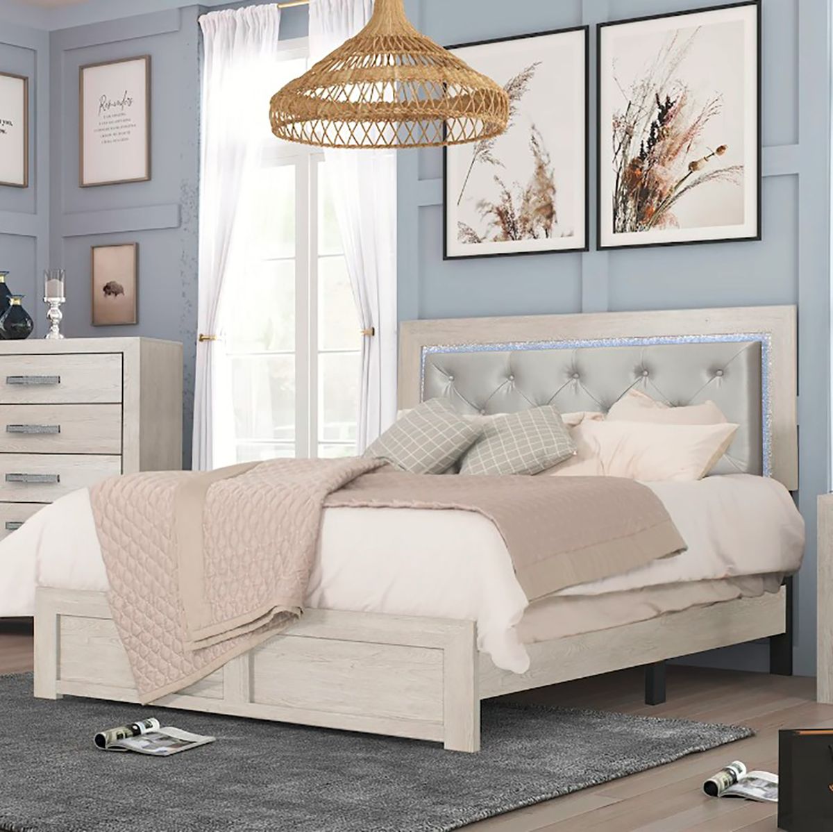 Jaylen Queen Upholstered Panel Bed in Gray - Jack’s Furniture and More (Laredo, TX)