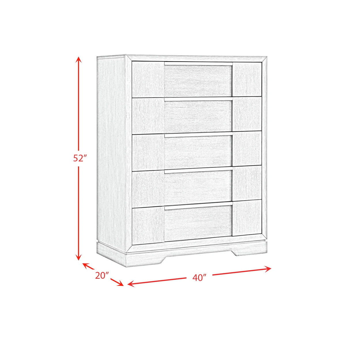 Kelis 5-Drawer Chest in Grey