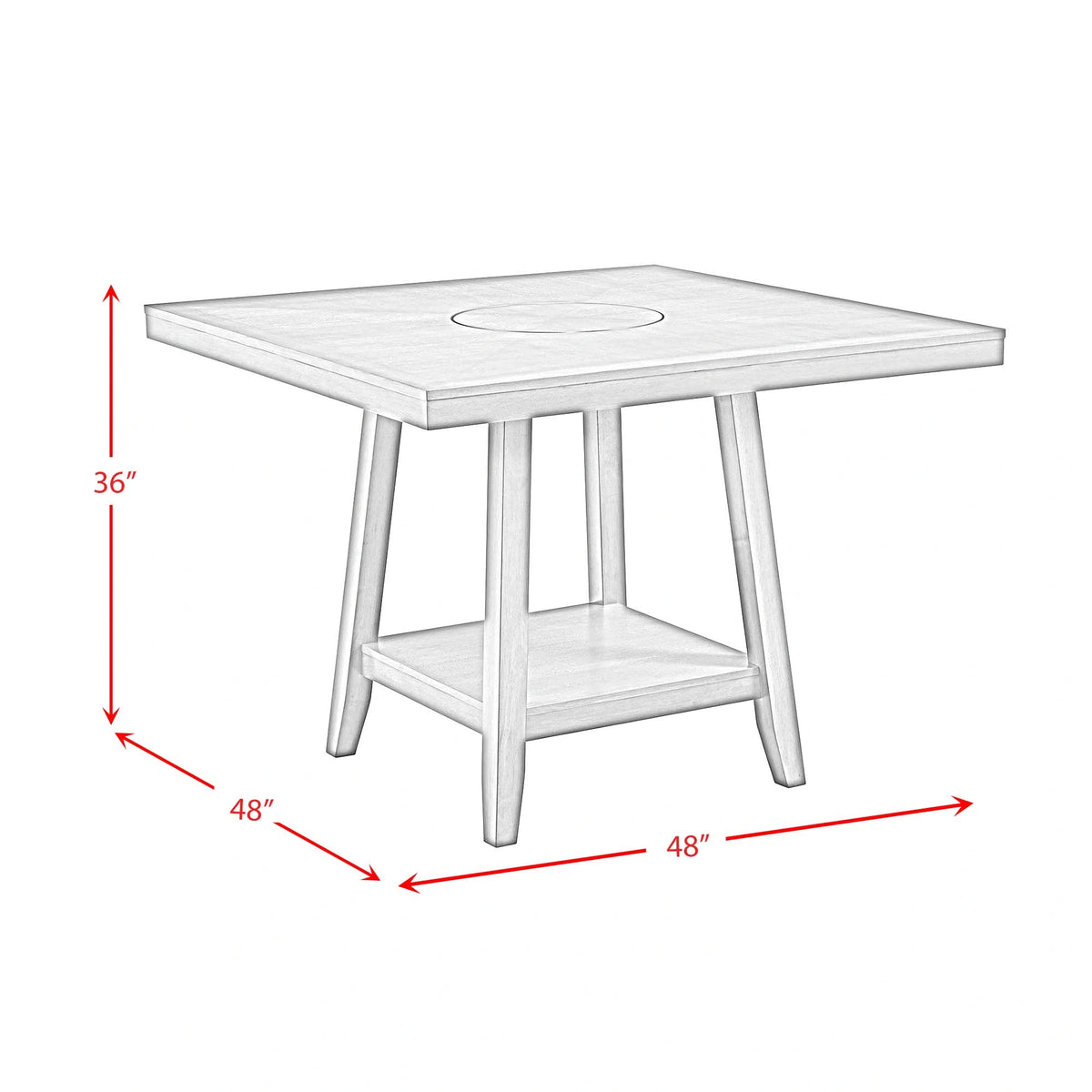Seneca Square Counter Table with Lazy Susan in Brown