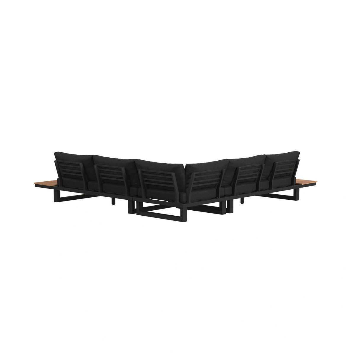 Cabana Three Piece Outdoor Living Set with Dark Grey Olefin in Black