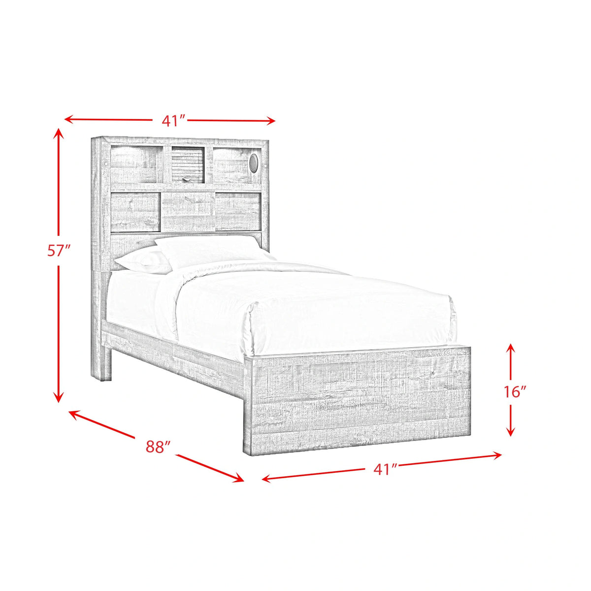 Bailey Bookcase Panel Bedroom Set with Bluetooth
