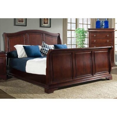 Elements International Cameron Queen Sleigh Bed in Dark Cherry image