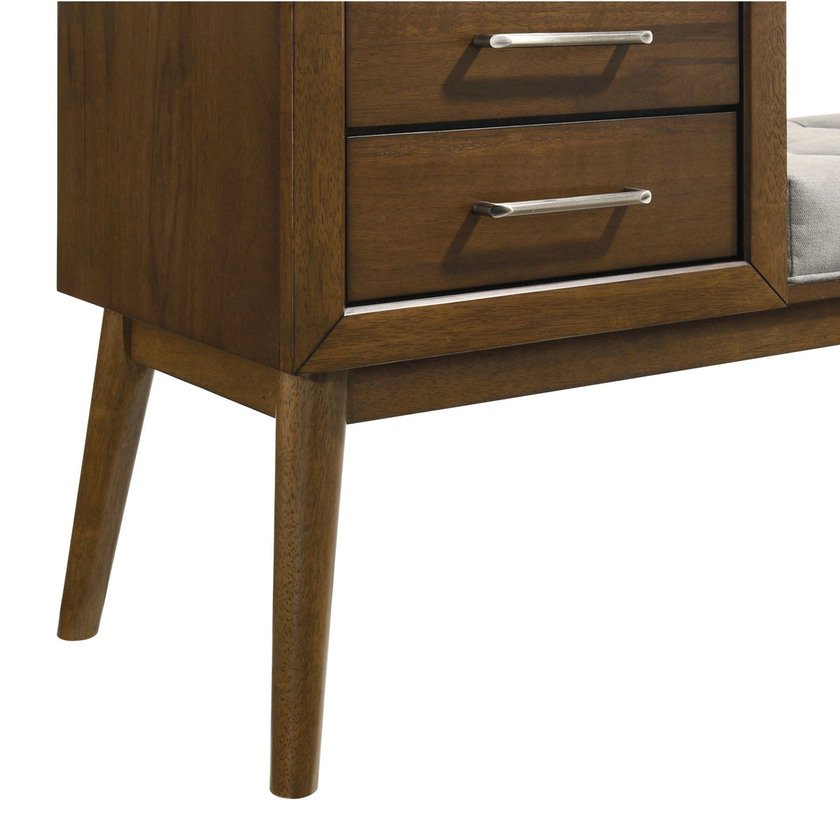 Malibu Bench with Grey Fabric in Walnut