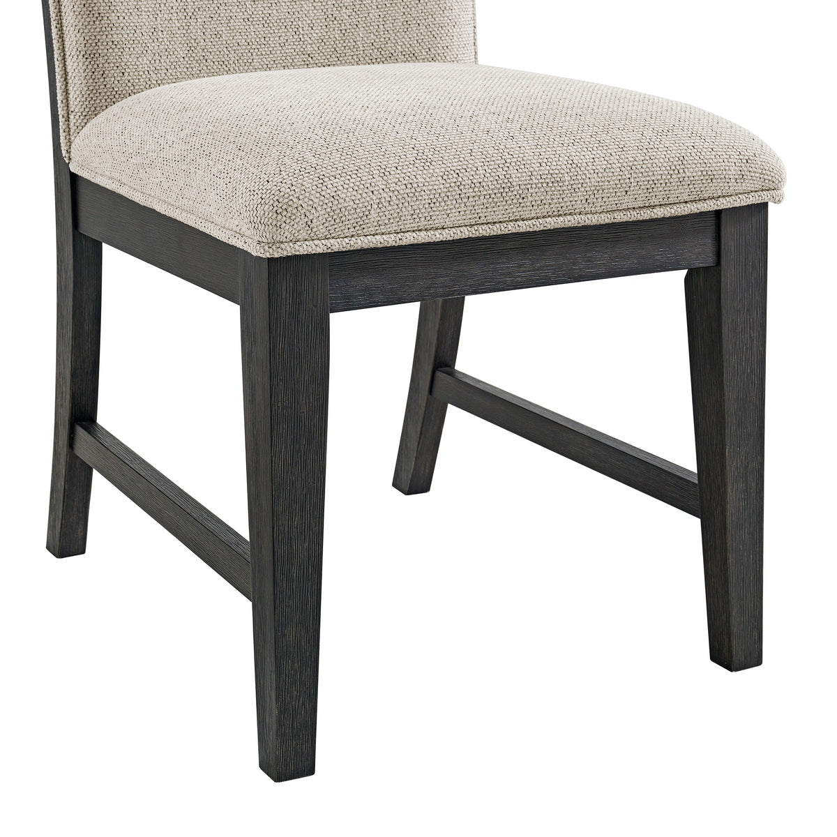 Axel 5PC Standard Height Dining Set in Espresso-Round Table and Four Light Grey Fabric Chairs