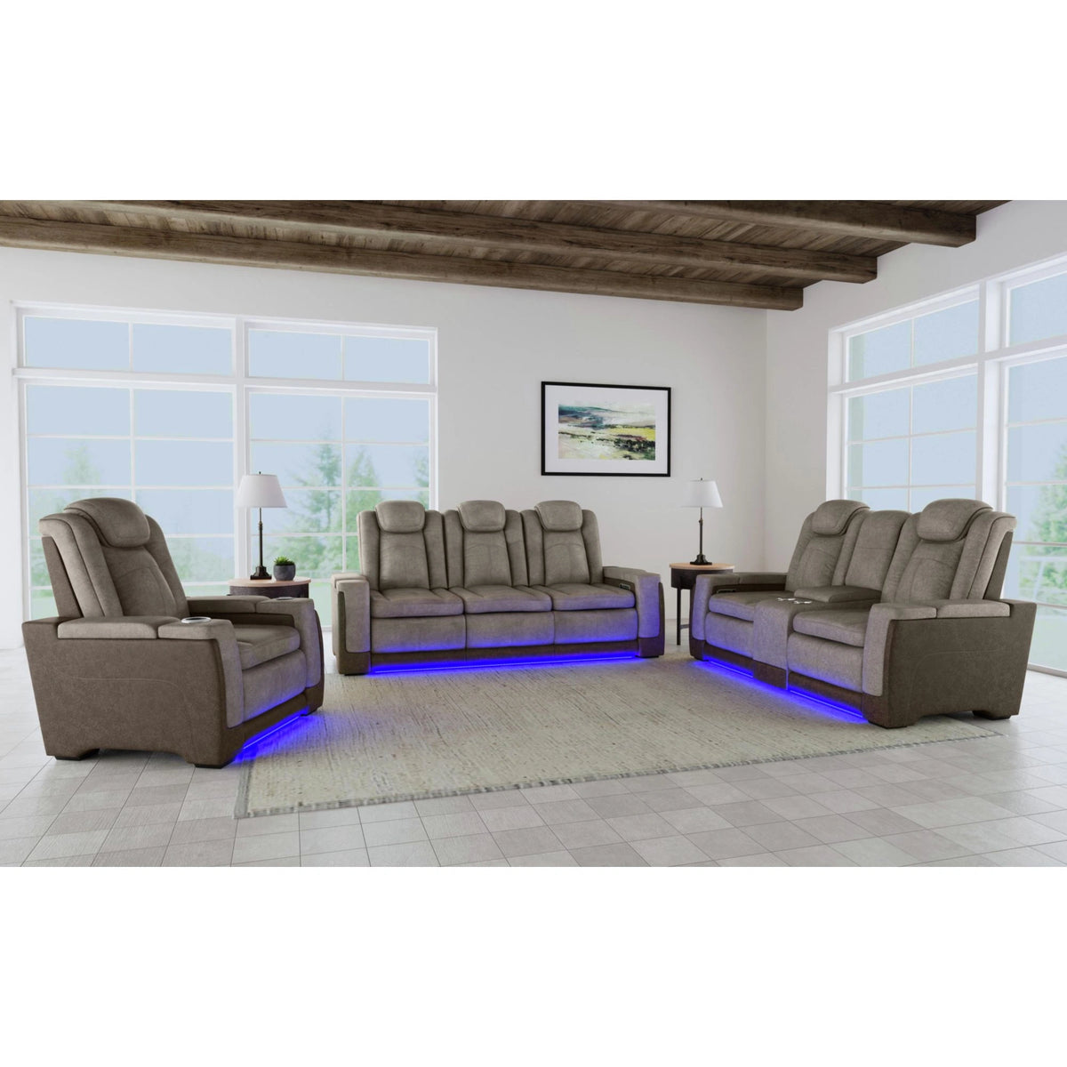 Lantana Power Motion Loveseat with Power Headrest, Led, and Console