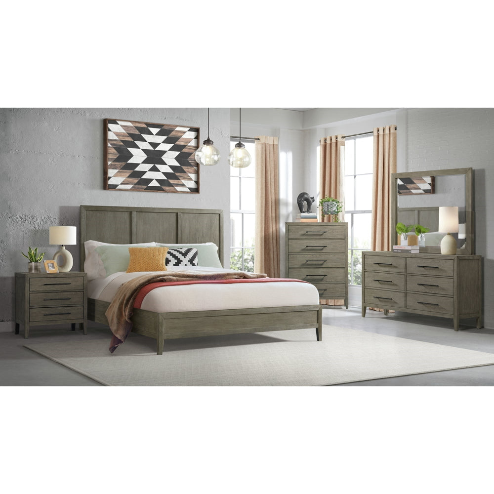 Versailles King Wooden Panel Bed with Low Footboard in Grey - Jack’s Furniture and More (Laredo, TX)