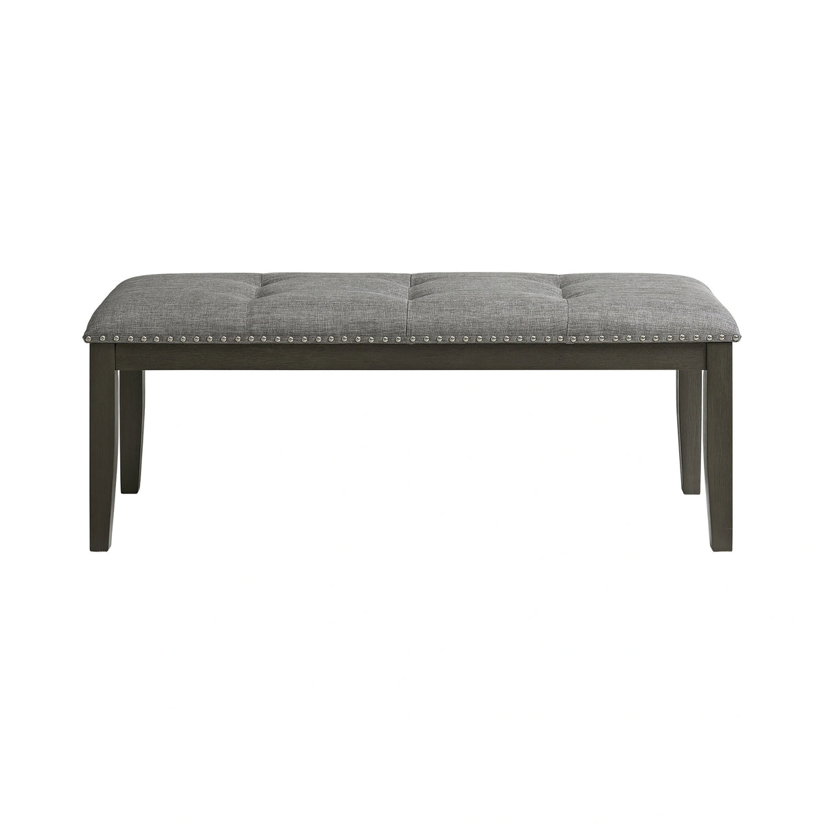 Everdeen Bench w/ Grey Fabric and Nail Heads in Charcoal