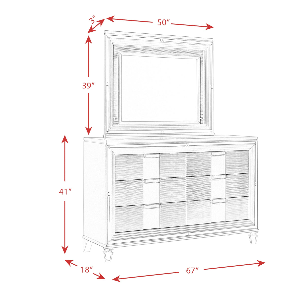 Twenty Nine Dresser & Mirror Set White