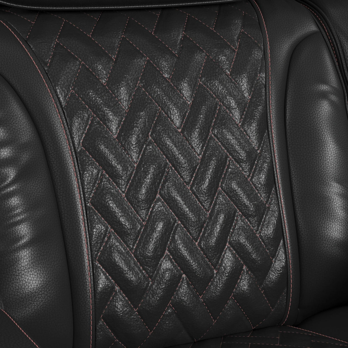 Prime Time P3 Recliner with LED and wireless charger pocket in Jett Black with Red Stitching