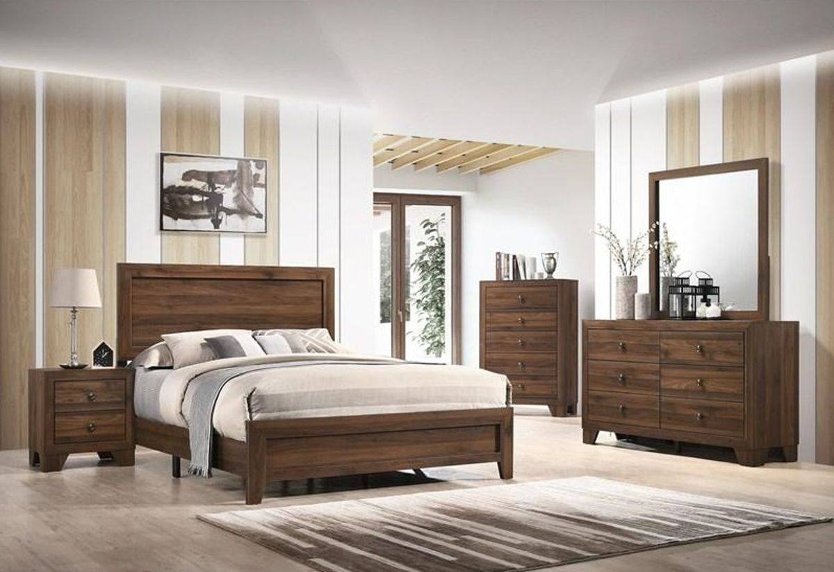 Millie Twin Panel Bed in Brown Cherry