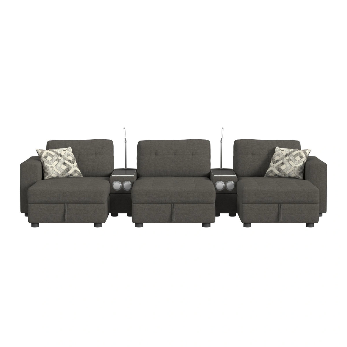 Options One 8PC Living Room Set in Palmer Plus Ash with Media Console