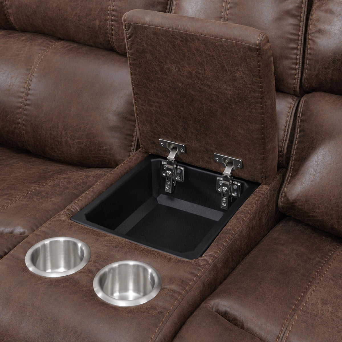 Atlantis 2PC Living Room Set in Heritage Brown-Sofa & Loveseat