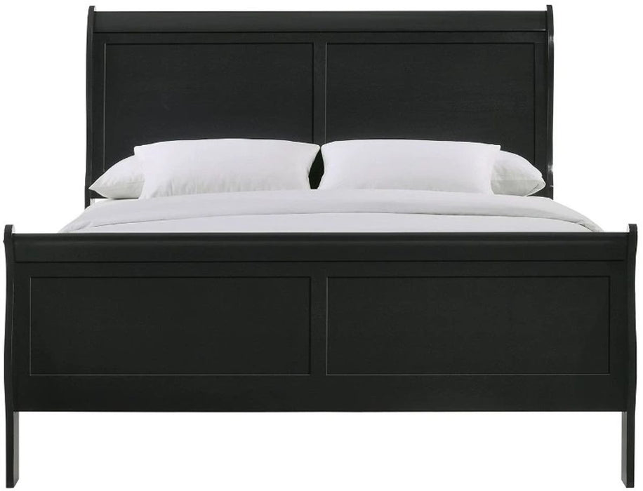 Louis Philippe Queen Panel Bed in Black - Jack’s Furniture and More (Laredo, TX)