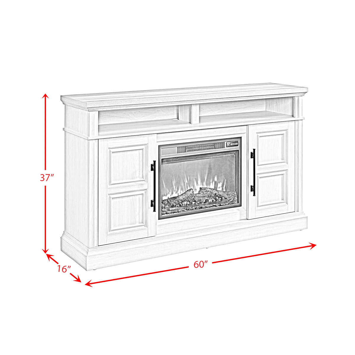 Villa Console with 23"" Fireplace Insert in White & Natural