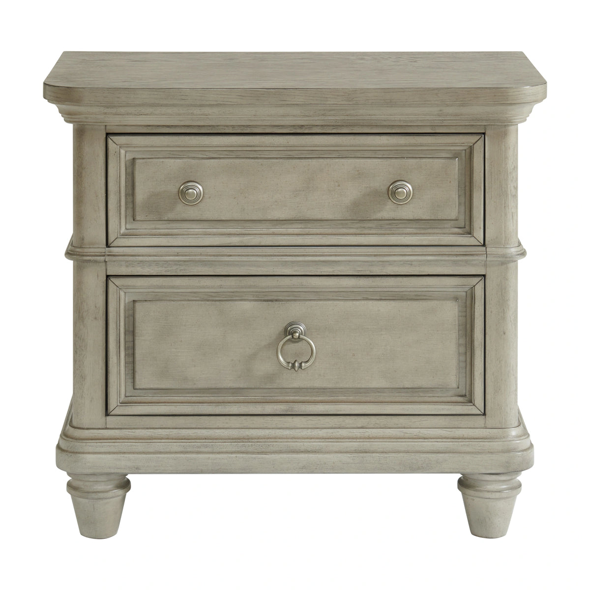Whit-Ash 2-Drawer Nightstand with USB in Light Grey