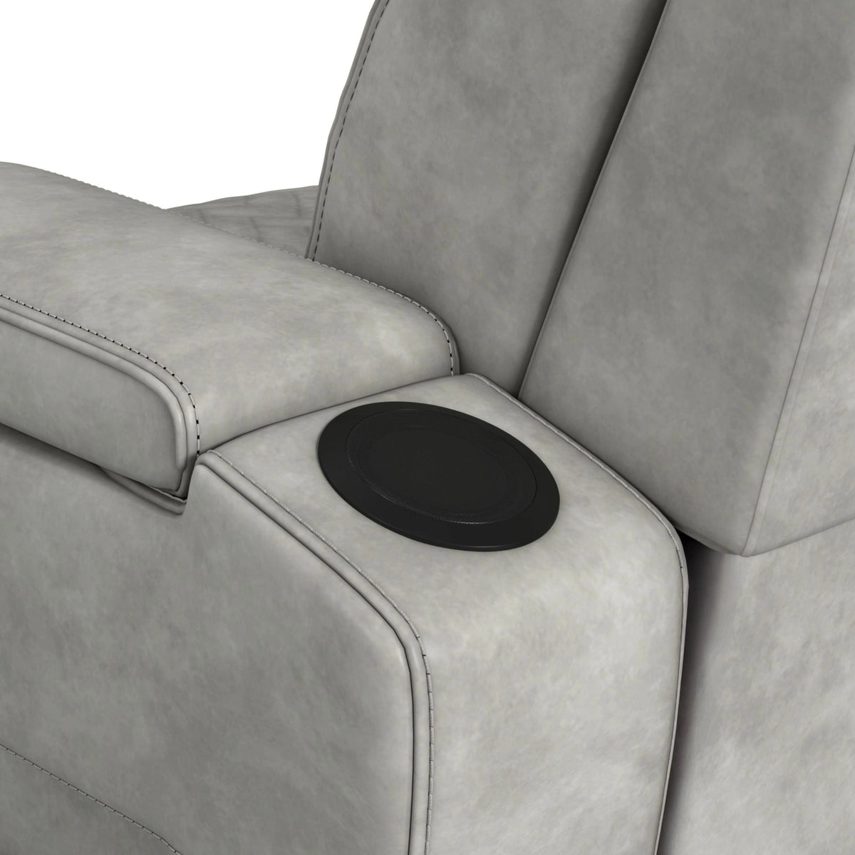 Prime Time P3 3PC Living Room Set with 7 Colors LED in Leather Gel Light Grey-Sofa, Loveseat & Recliner