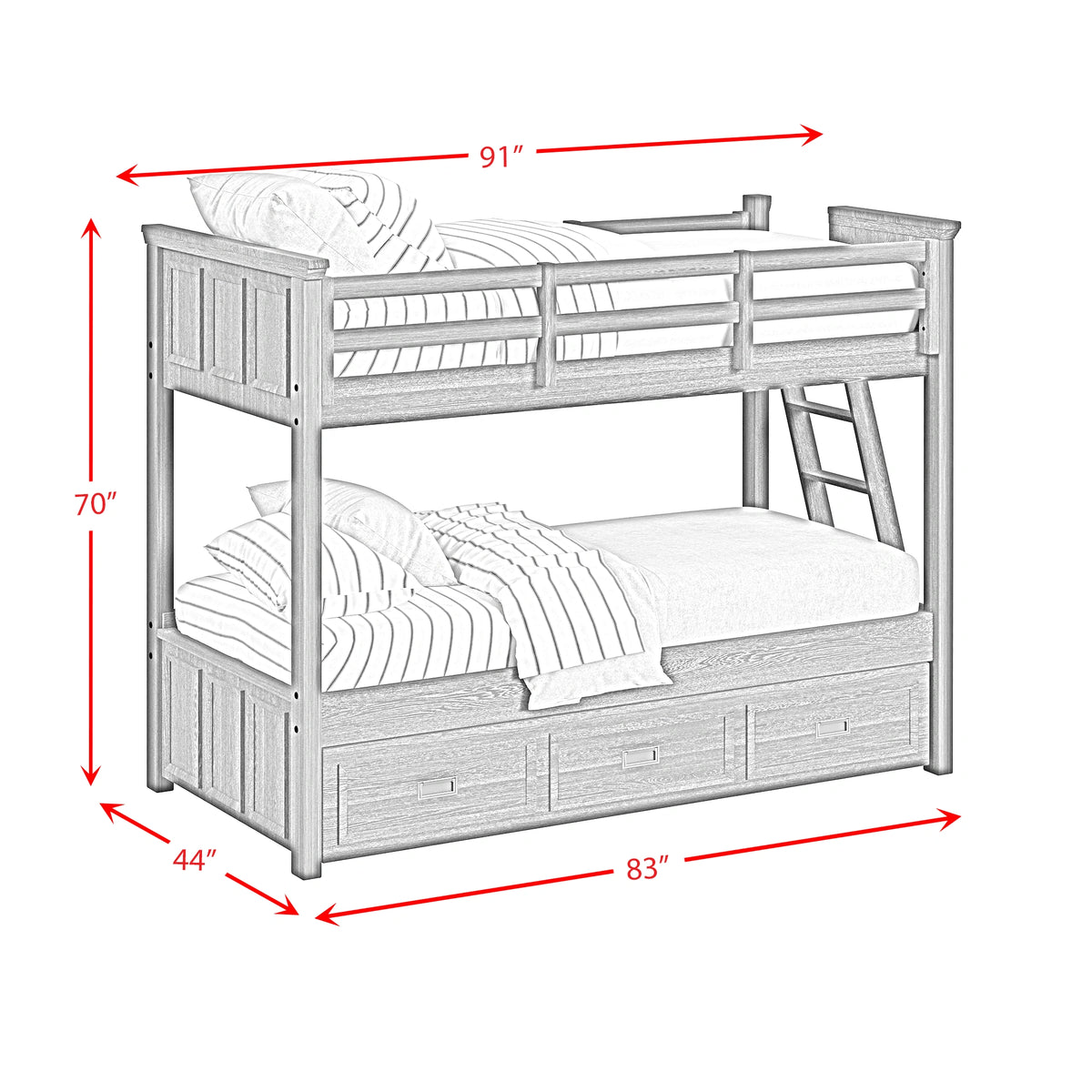 Hampton Kids Over Bunk with Ladder and Trundle