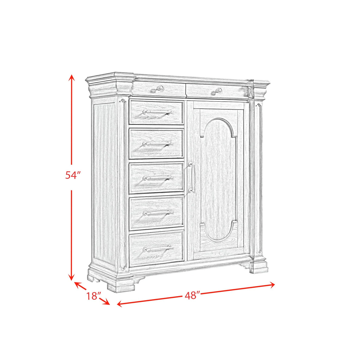 Kings Court 1 Door and 7-Drawer Chest