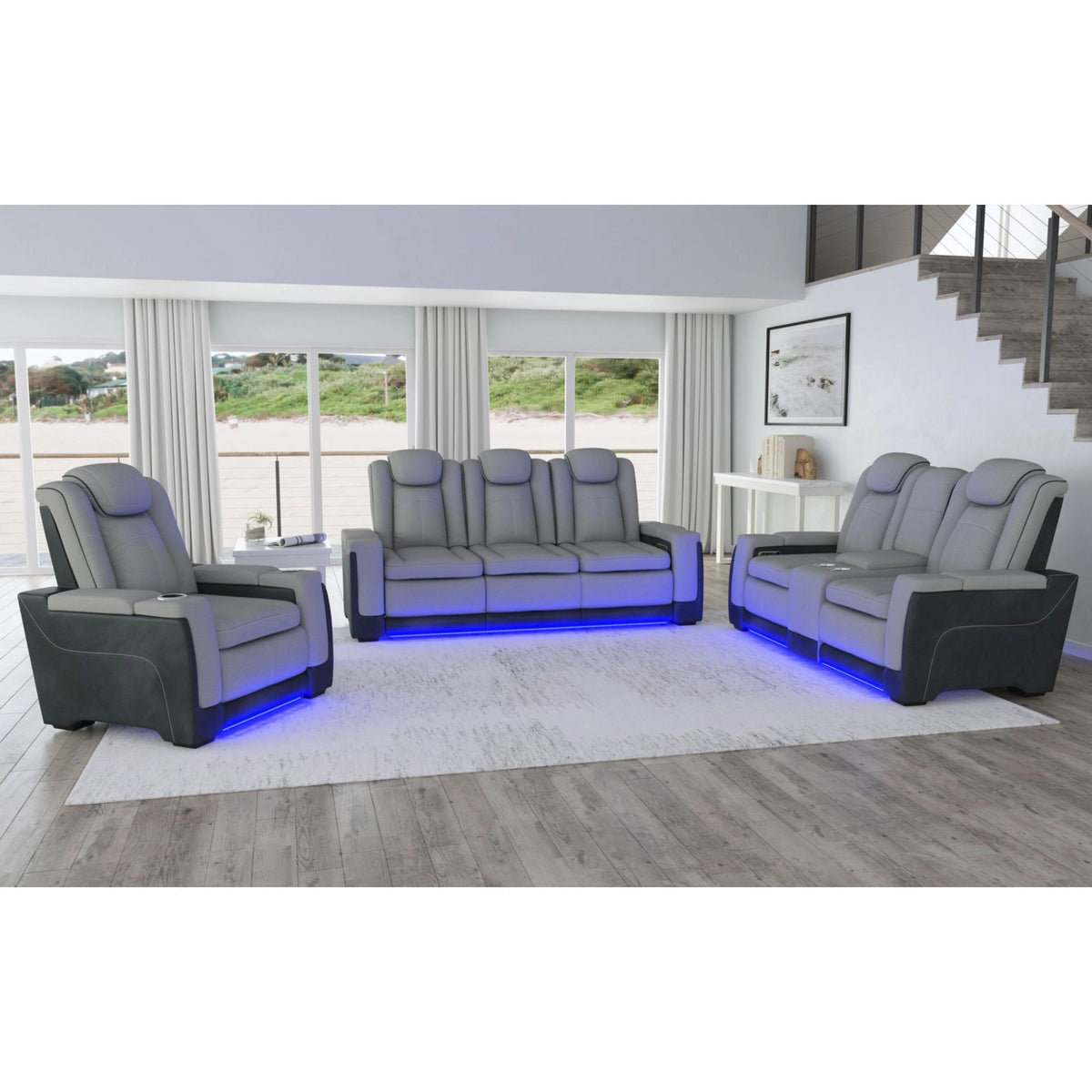Lantana Power Motion Loveseat with Power Headrest, Led, and Console