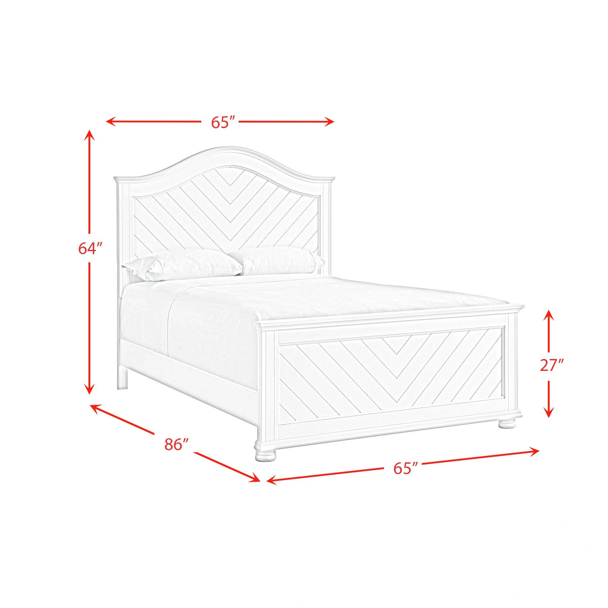 Kona Bedroom Set with 2 Nightstands in White